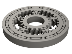 A multi-layer ring nesting a planetary gear layer inside a roller bearing layer